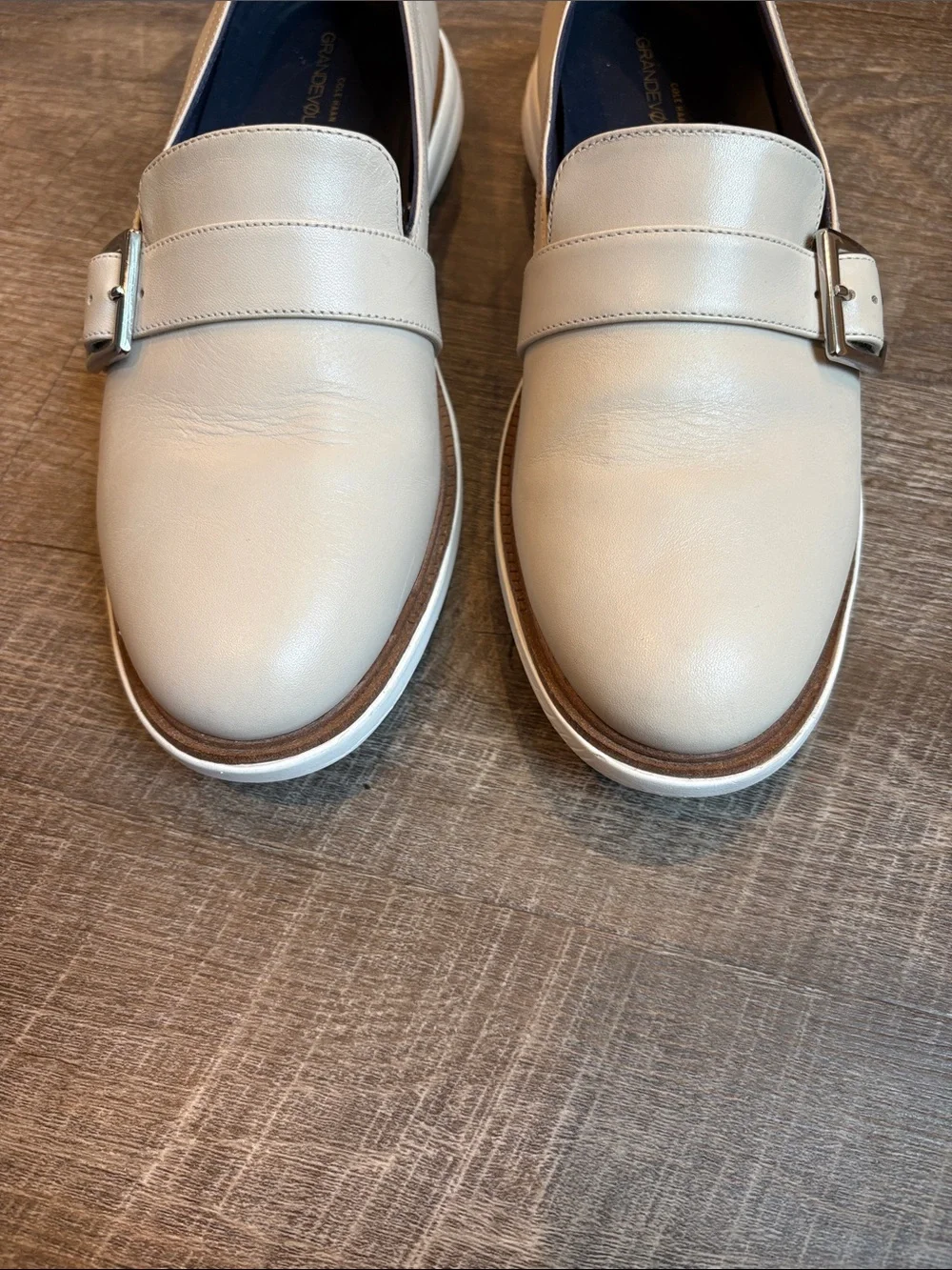 Cole Haan Women's GrandEvolution Slip On Shoes Women’s 8.5 Ivory Leather Loafers